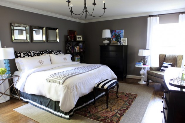  bedroom  decorating  painted charcoal gray  walls0white 